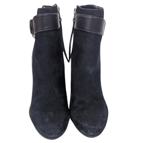 Sam Edelman Shaleigh Leather Ankle Boots 10 Black Booties Block Heel - Picture 7 of 16